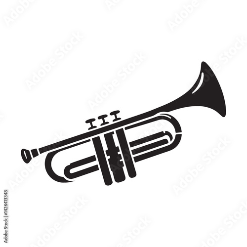 Elegant Trumpet silhouette, the voice of brass – Trumpet illustration – Minimalist Trumpet vector – Musical instrument silhouette

