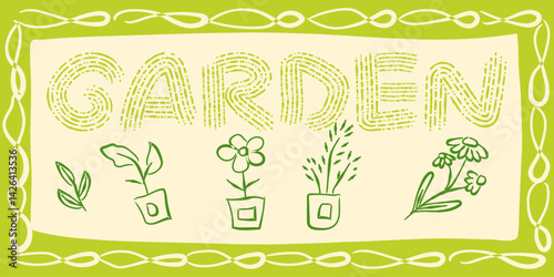 gardening farming clipart doodle simple village green nature agriculture garden tools collection vector