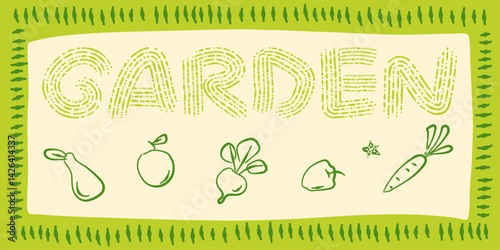 gardening farming clipart doodle simple village green nature agriculture garden tools collection vector