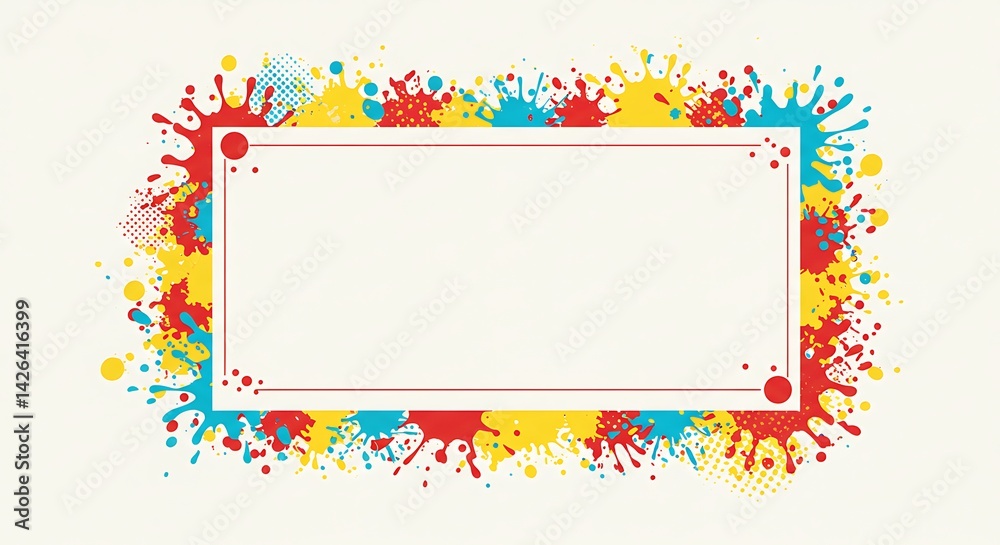 Colorful Paint Splatter Frame with Blank White Space for Text or Image Colorful Paint Splatter Frame with Blank White Space for Text or Image