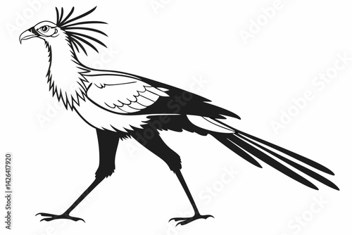 secretary bird sihouette black vector