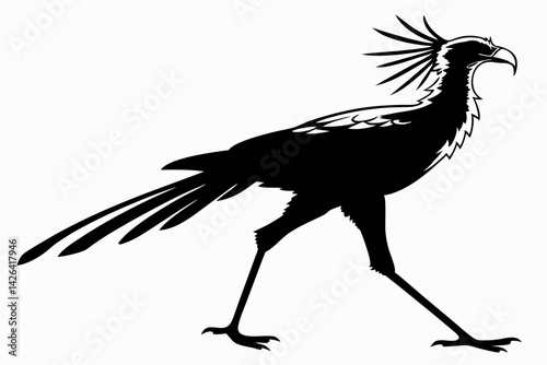 secretary bird sihouette black vector