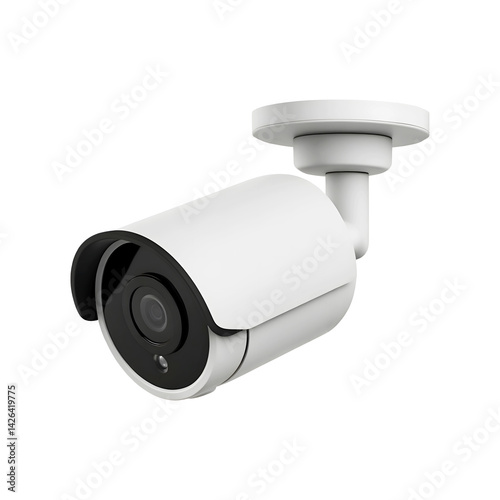 White security CCTV camera on transparent background