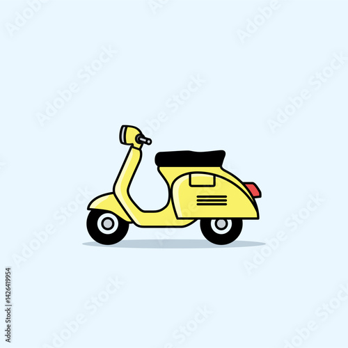scooter Illustration on a Light Blue Background, vector