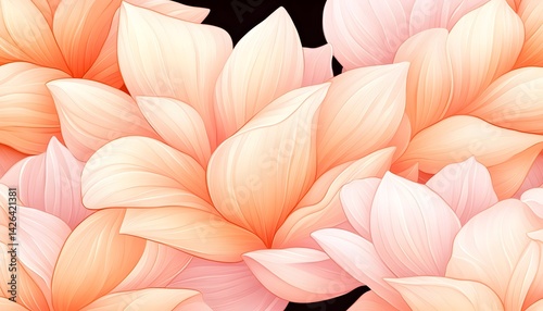 Peach and cream colored stylized flower blossoms