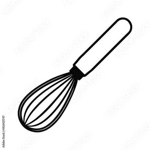 Whisk vector illustration culinary baking tool outline isolated kitchen utensil design element