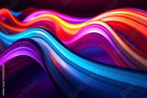abstract colorful background with smooth wavy lines, 3d render illustration. Generative AI