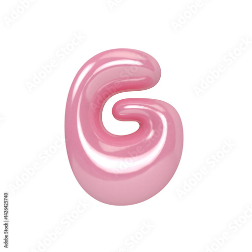 3D Letter G Font Pink