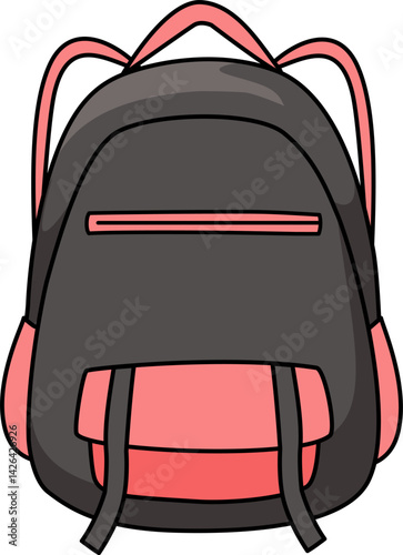 Black and red school bag illustration