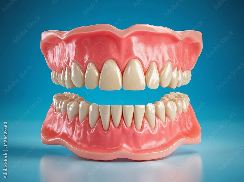 Obraz premium Medically accurate 3D illustration of abnormal dental occlusion, impacted incisors, and overcrowded teeth