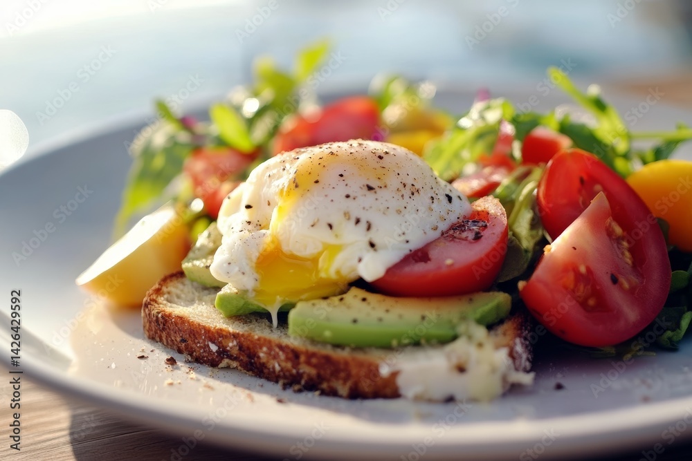 Avocado toast with poached egg.