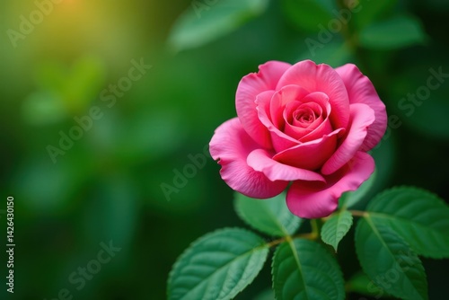 Delicate rose surrounded by lush green leaves framing its beauty, botanical, leaf