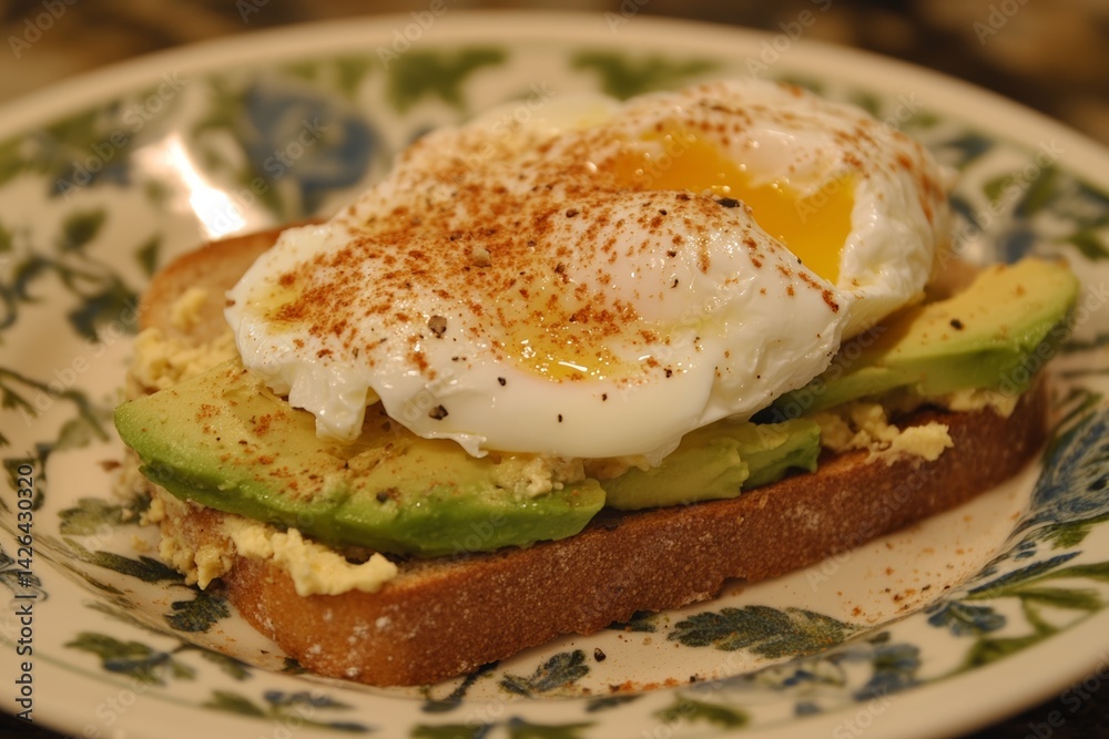 Avocado toast with poached egg.