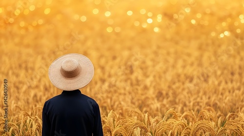 Close-up of Traditional Rice Harvest in Golden Autumn Farmland