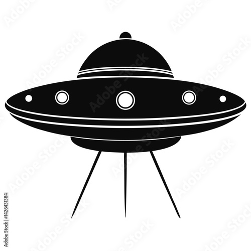 Classic Black Silhouette of a Flying Saucer UFO