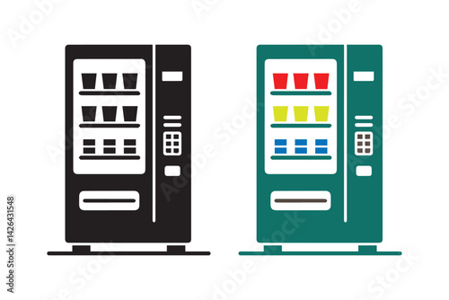 Minimalist vending machine vector icon on white background