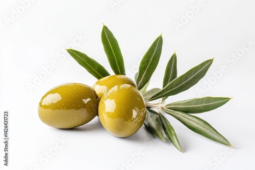 Fresh green olives with leaves (2)