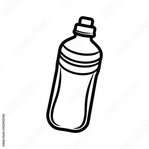 Simple black and white vector illustration of a reusable water bottle outline