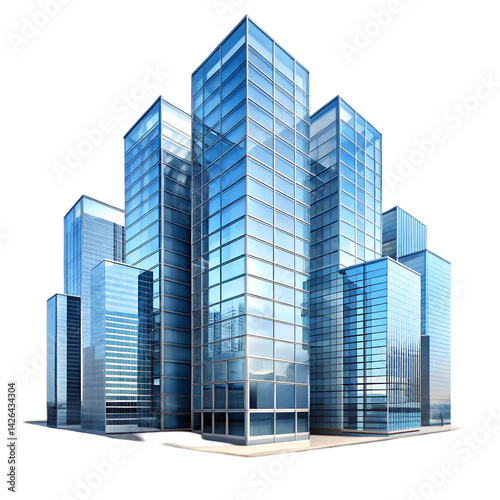Fototapeta Naklejka Na Ścianę i Meble -  Glass skyline building isolated on white