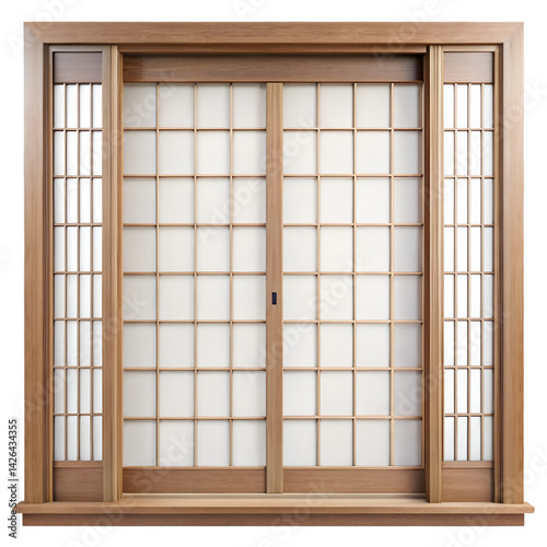 Japanese style window on white background