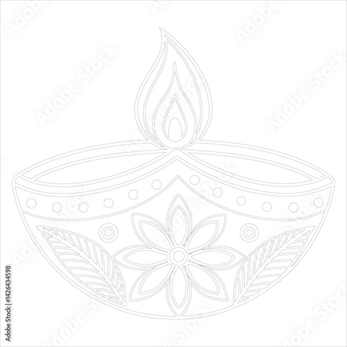 Diwali Lamp Silhouette Vector Elegant Line Art for Festival Designs