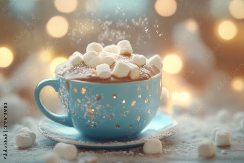 Cup of hot chocolate with marshmallows.