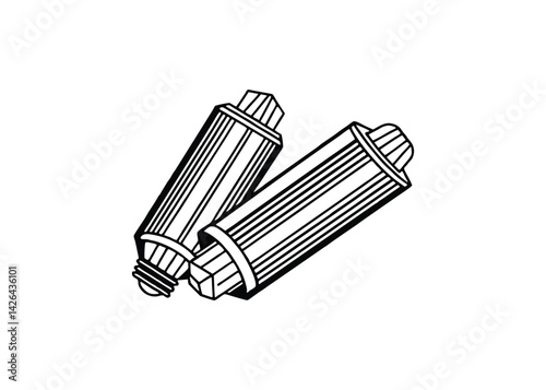 Silhouette of fluorescent lights isolated on a white background