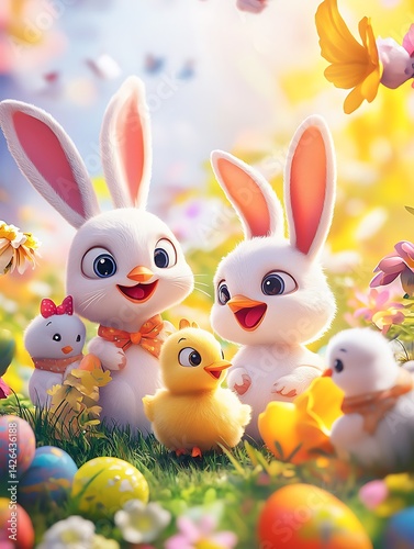 easter bunny with easter eggs