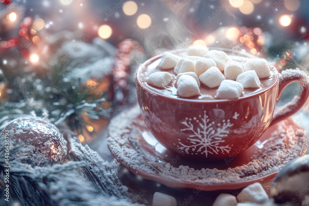 Cup of hot chocolate with marshmallows.