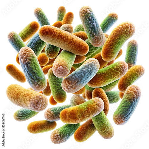 Microscopic bacteria isolated on white background