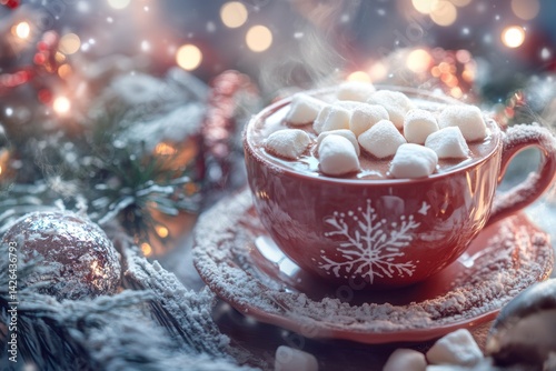 Obraz na płótnie Cup of hot chocolate with marshmallows. w salonie