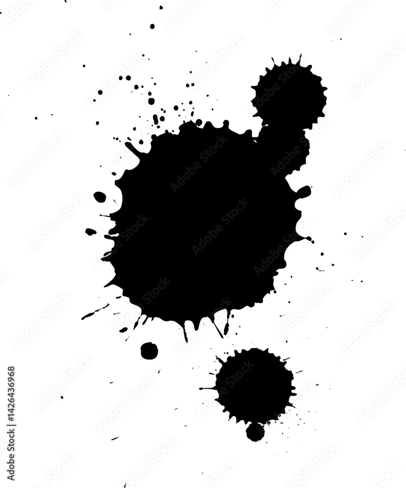 Fototapeta premium black ink brush dripping splatter splash on white background