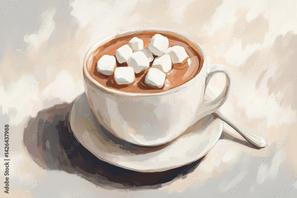 Cup of hot chocolate with marshmallows.