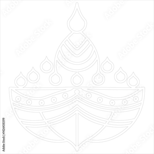Diwali Lamp Silhouette Vector Elegant Line Art for Festival Designs