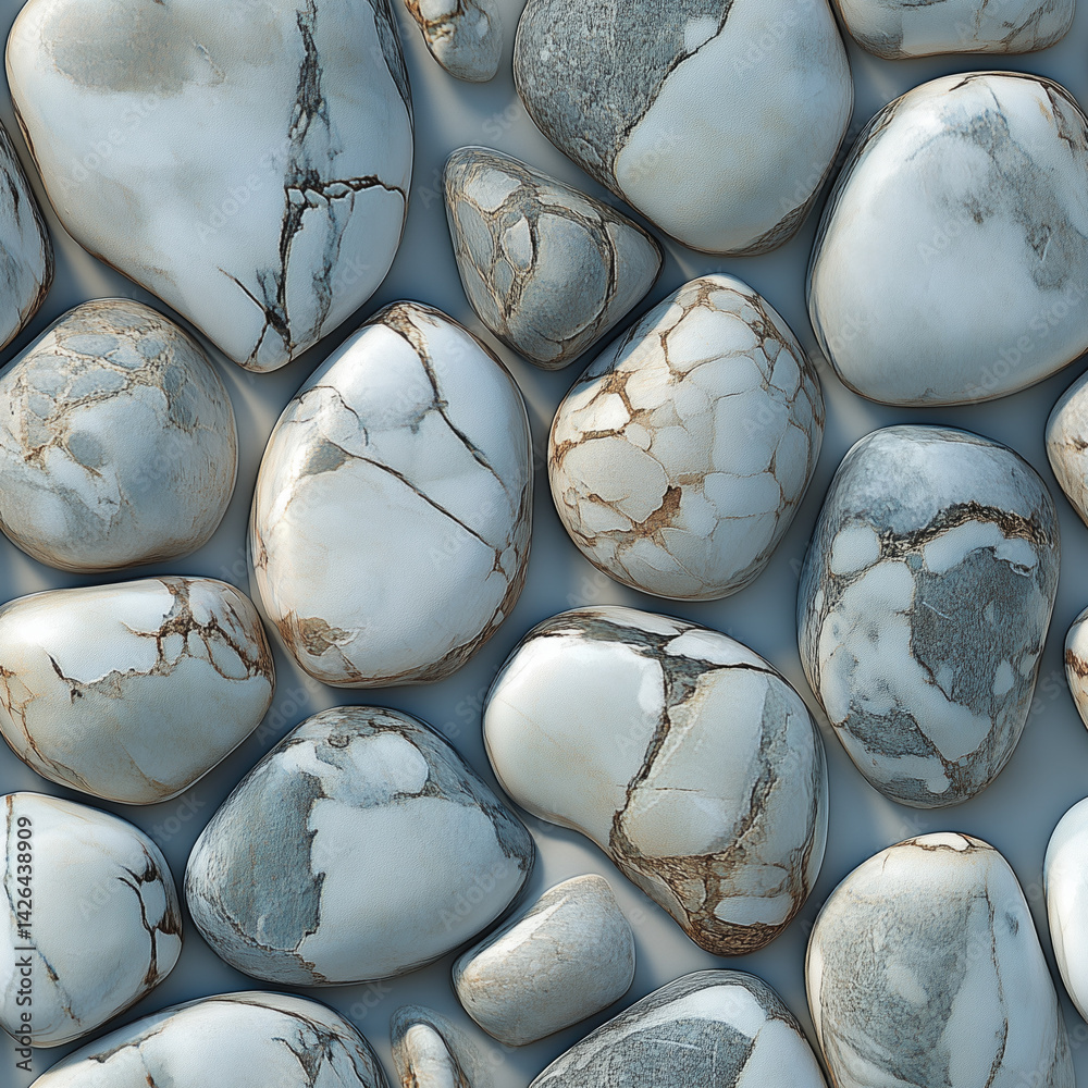 Smooth gray stones with unique patterns suitable for decorative purposes.