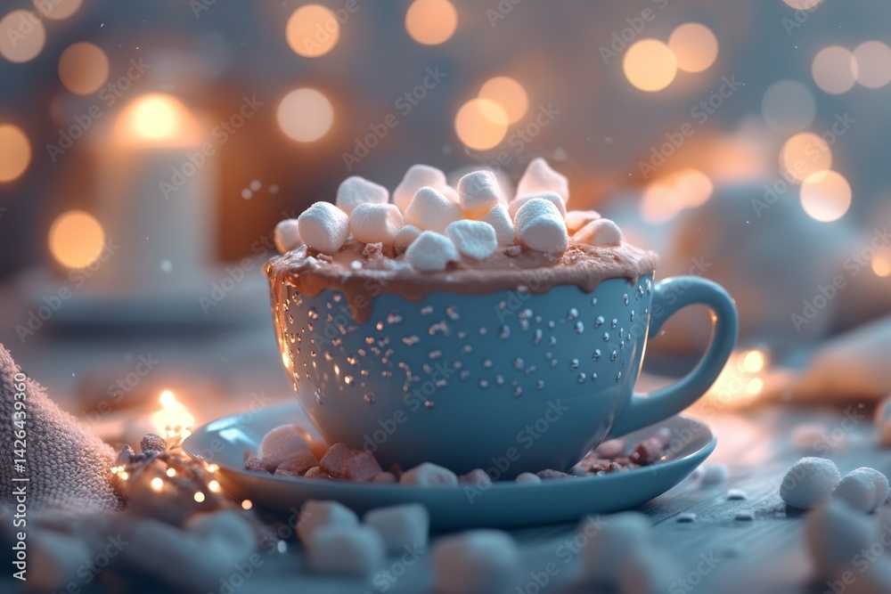 Cup of hot chocolate with marshmallows.