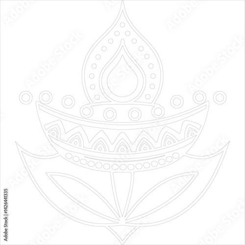 Diwali Lamp Silhouette Vector Elegant Line Art for Festival Designs
