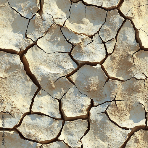 Obraz na płótnie Dry and cracked earth surface reveals the effects of drought and arid conditions w salonie