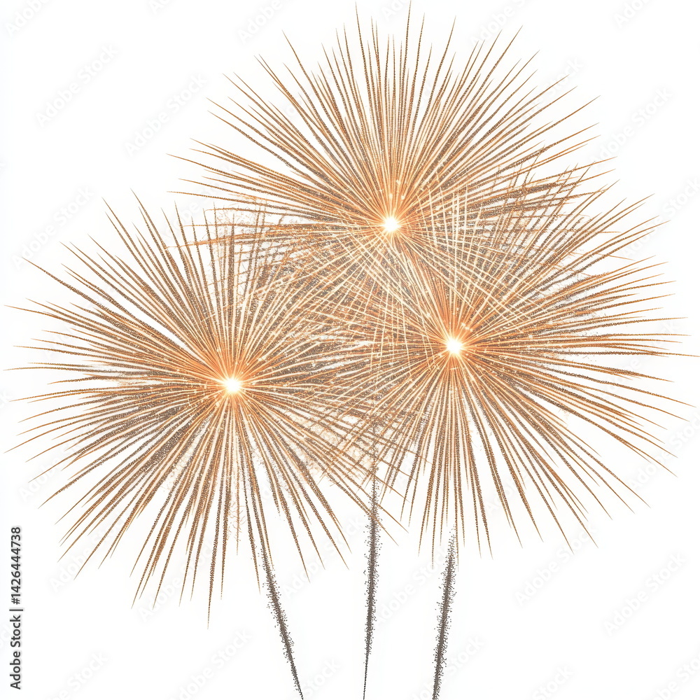 Obraz premium Beautiful Golden Fireworks Explosion Illustration