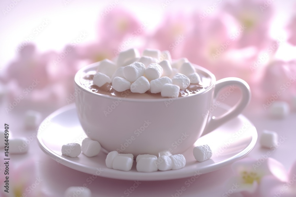 Cup of hot chocolate with marshmallows.