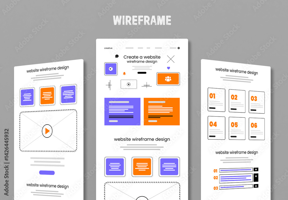 Website Wireframe Template UX UI Layout Stock Template | Adobe Stock