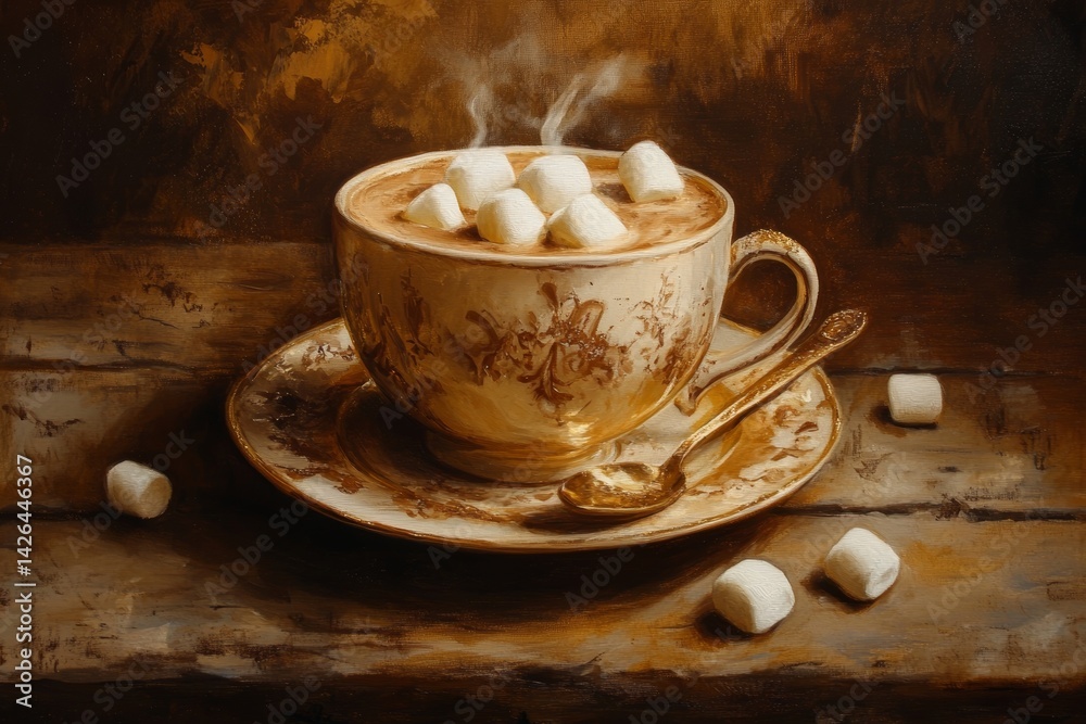 Cup of hot chocolate with marshmallows.