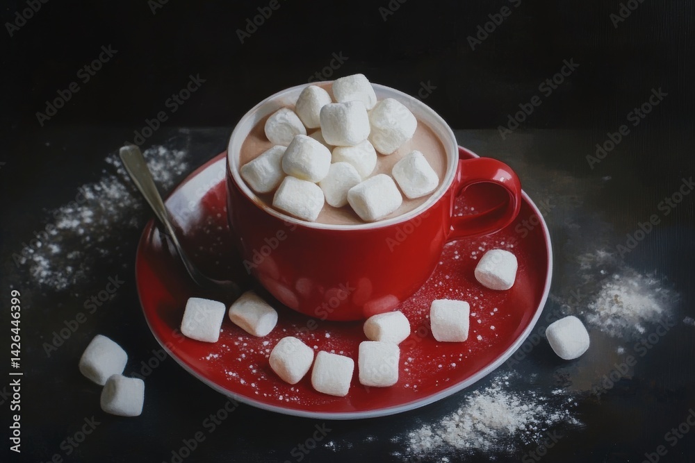 Cup of hot chocolate with marshmallows.