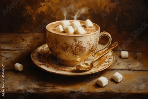 Obraz na płótnie Cup of hot chocolate with marshmallows. w salonie