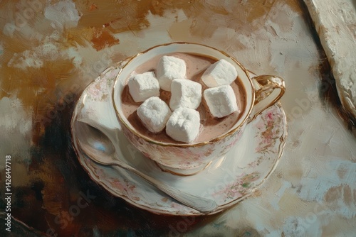 Obraz na płótnie Cup of hot chocolate with marshmallows. w salonie