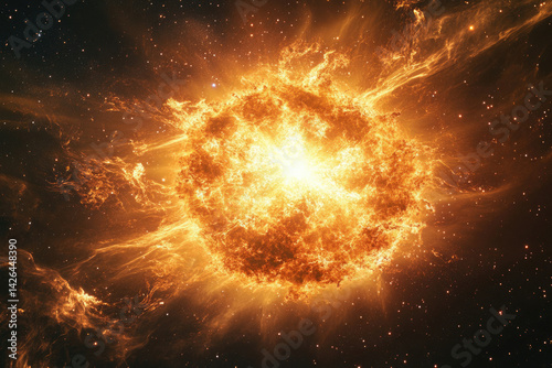 Wallpaper Mural A fiery cosmic explosion, possibly a supernova or stellar collision, illuminates the dark expanse of space with intense energy. Torontodigital.ca