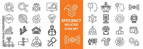 Energy Efficiency Line Editable Icons set. Vector illustration in modern thin line style of ecology related icons: energy saving light bulb, sustainability, electricity, and more.
