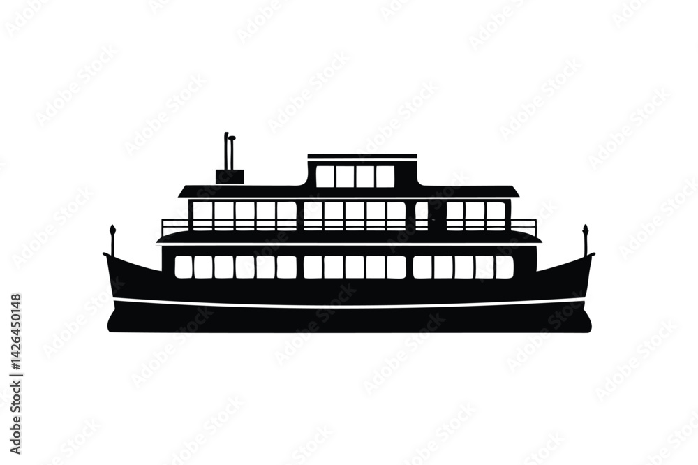 Obraz premium Riverboat silhouette on white background