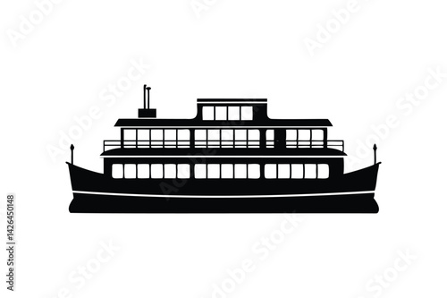 Riverboat silhouette on white background