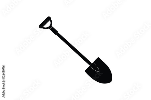 Shovel icon silhouette on white background
